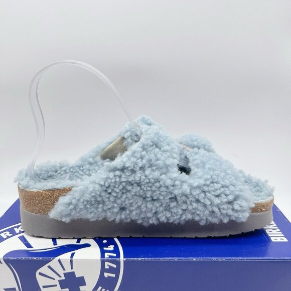 Birkenstock Arizona Big Buckle Shearling Teddy Blue Platform Sandals Women EU 42 - Picture 9 of 13